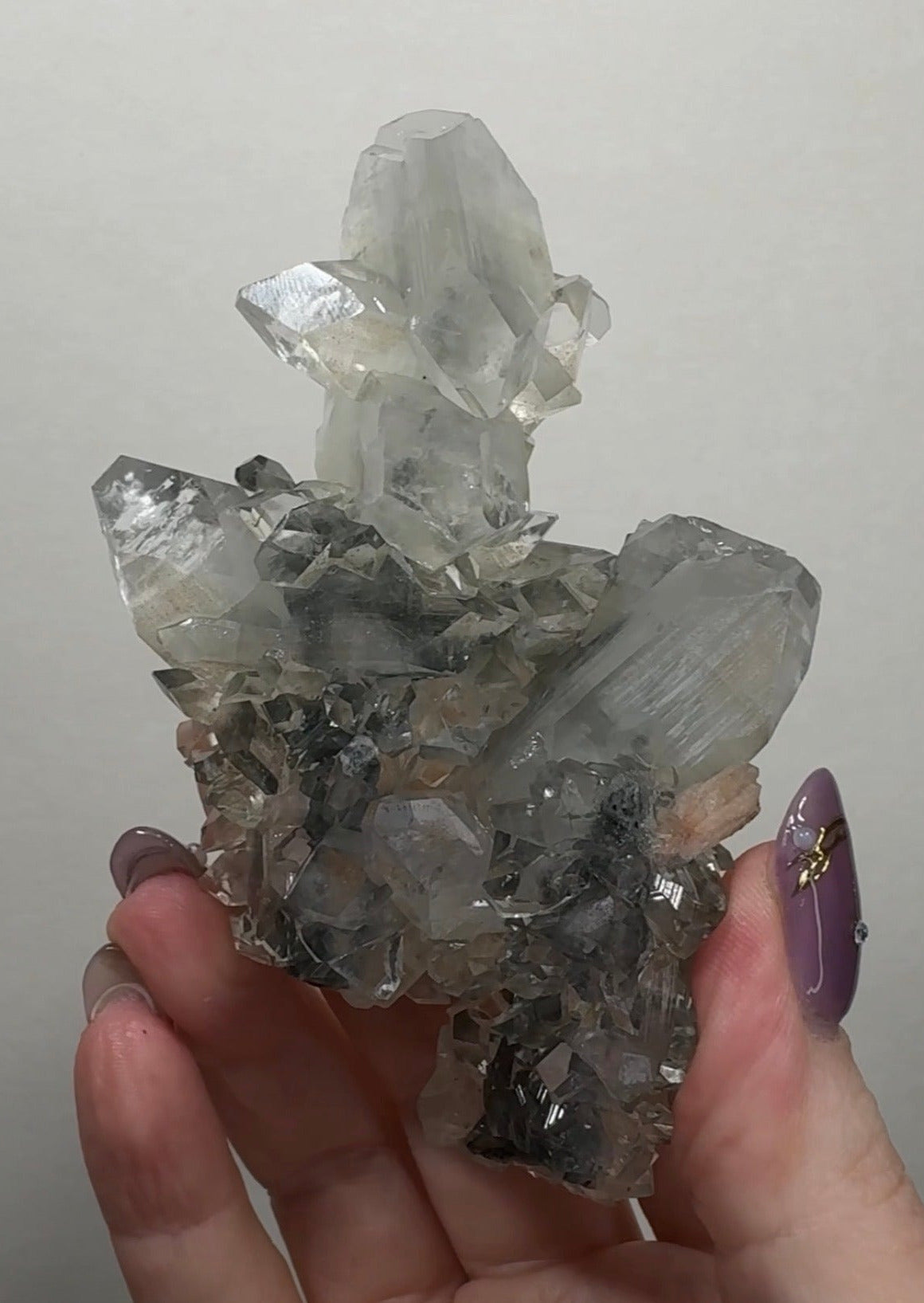 Diamond/Pink Apophyllite on Black Chalcedony | BDO