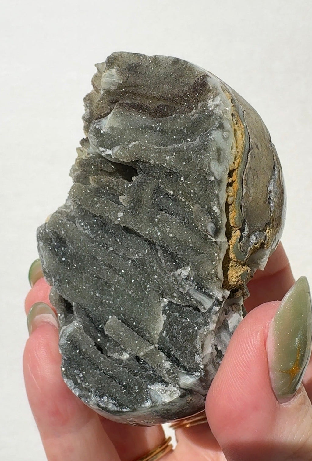 Green Amethyst Half Sphere Cutbase