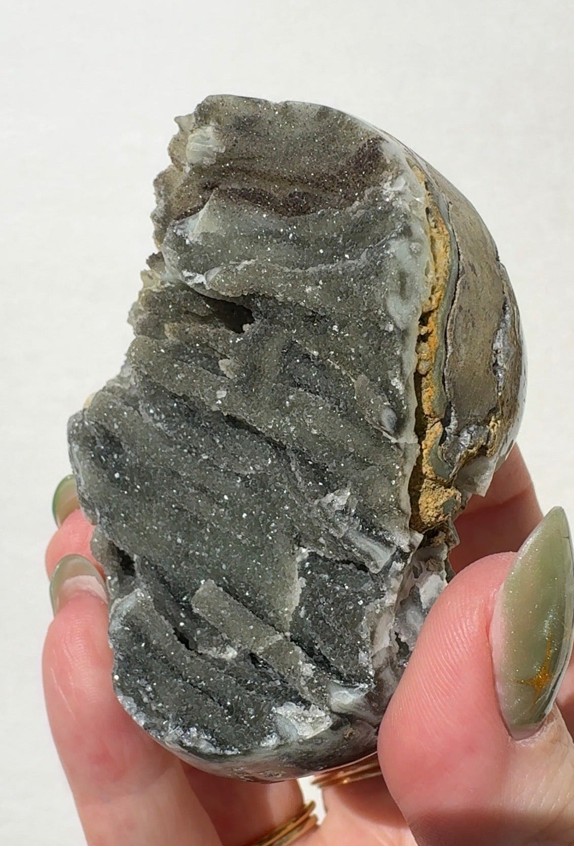 Green Amethyst Half Sphere Cutbase