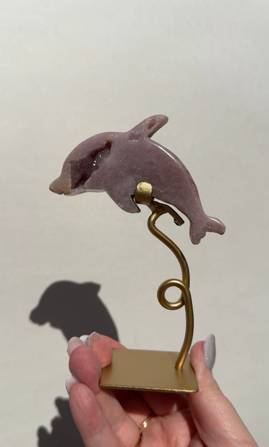 Druzy Pink Amethyst Dolphin