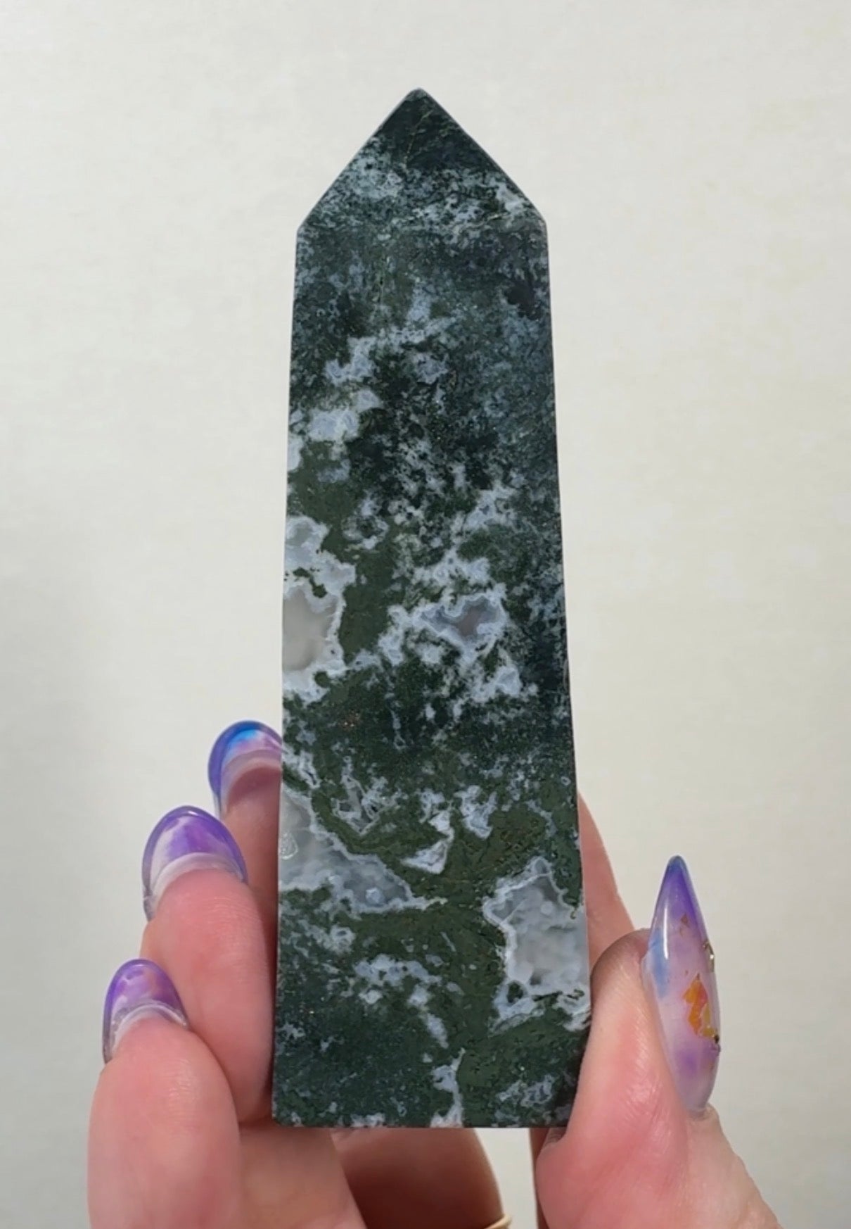 Moss Agate Tower with Pyrite inclusions | SM1