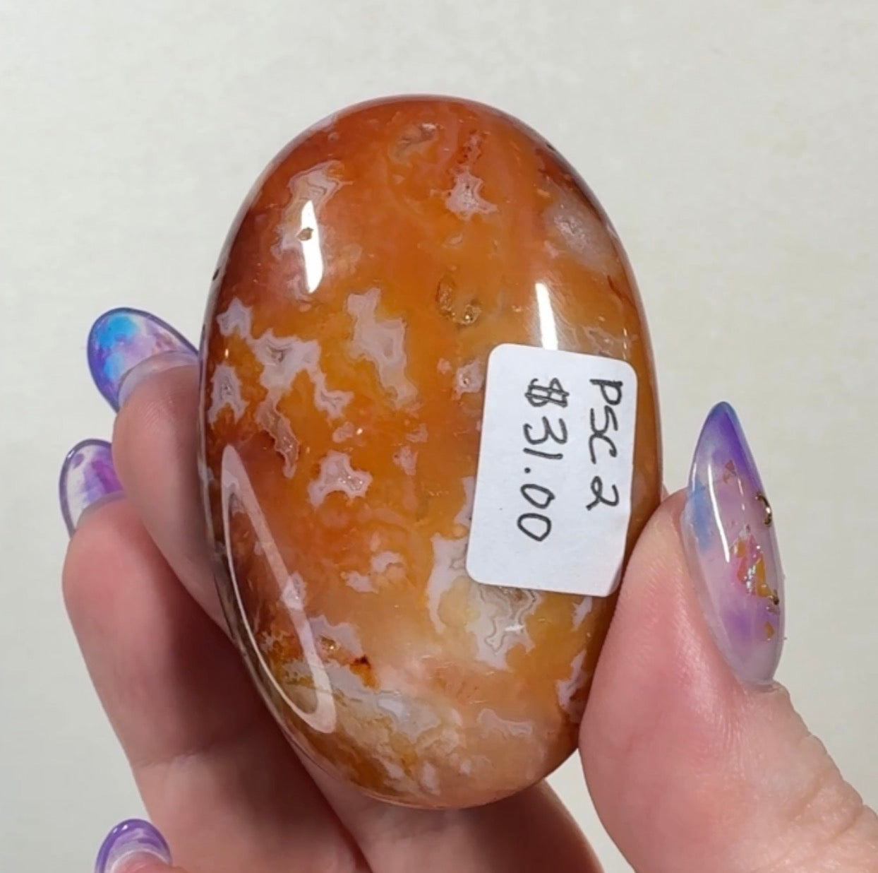 Pink Carnelian Palmstone | PSC2