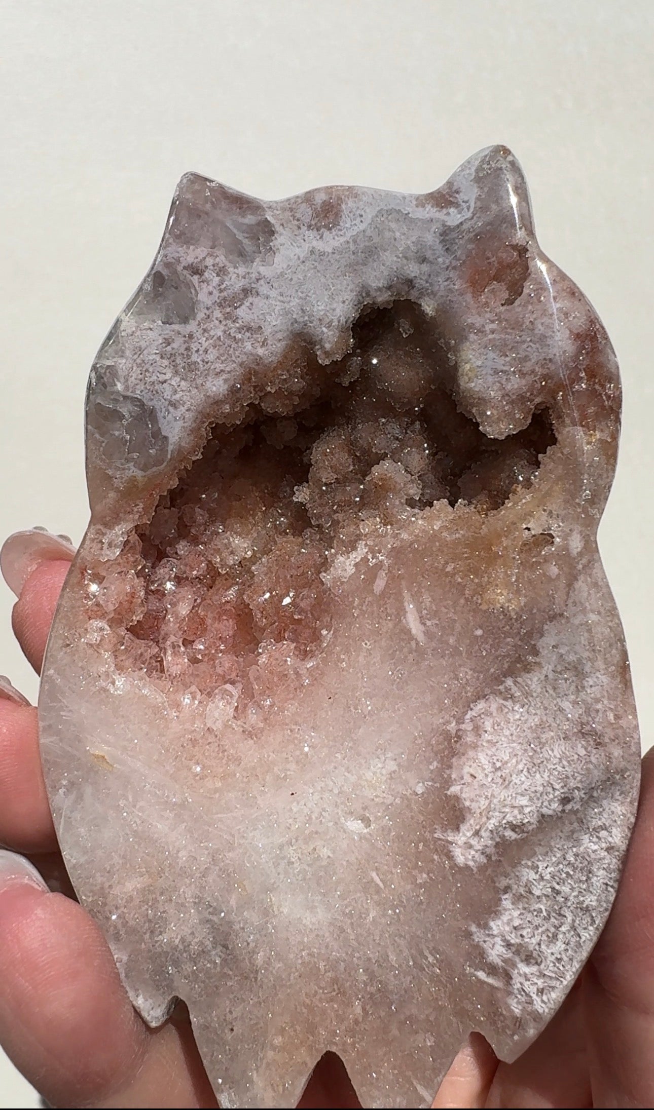 Druzy Pink Amethyst Owl