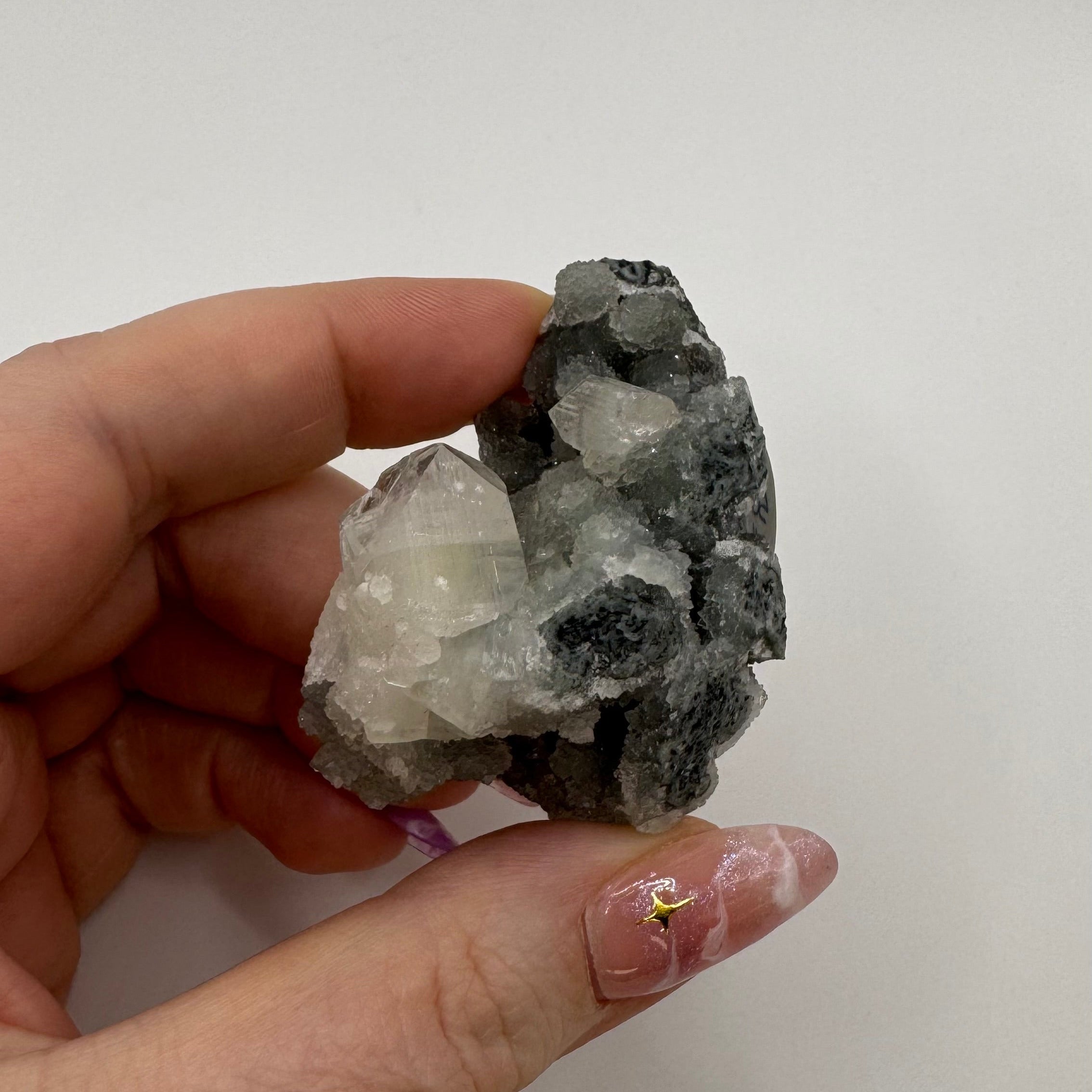 Black Chalcedony with Apophyllite