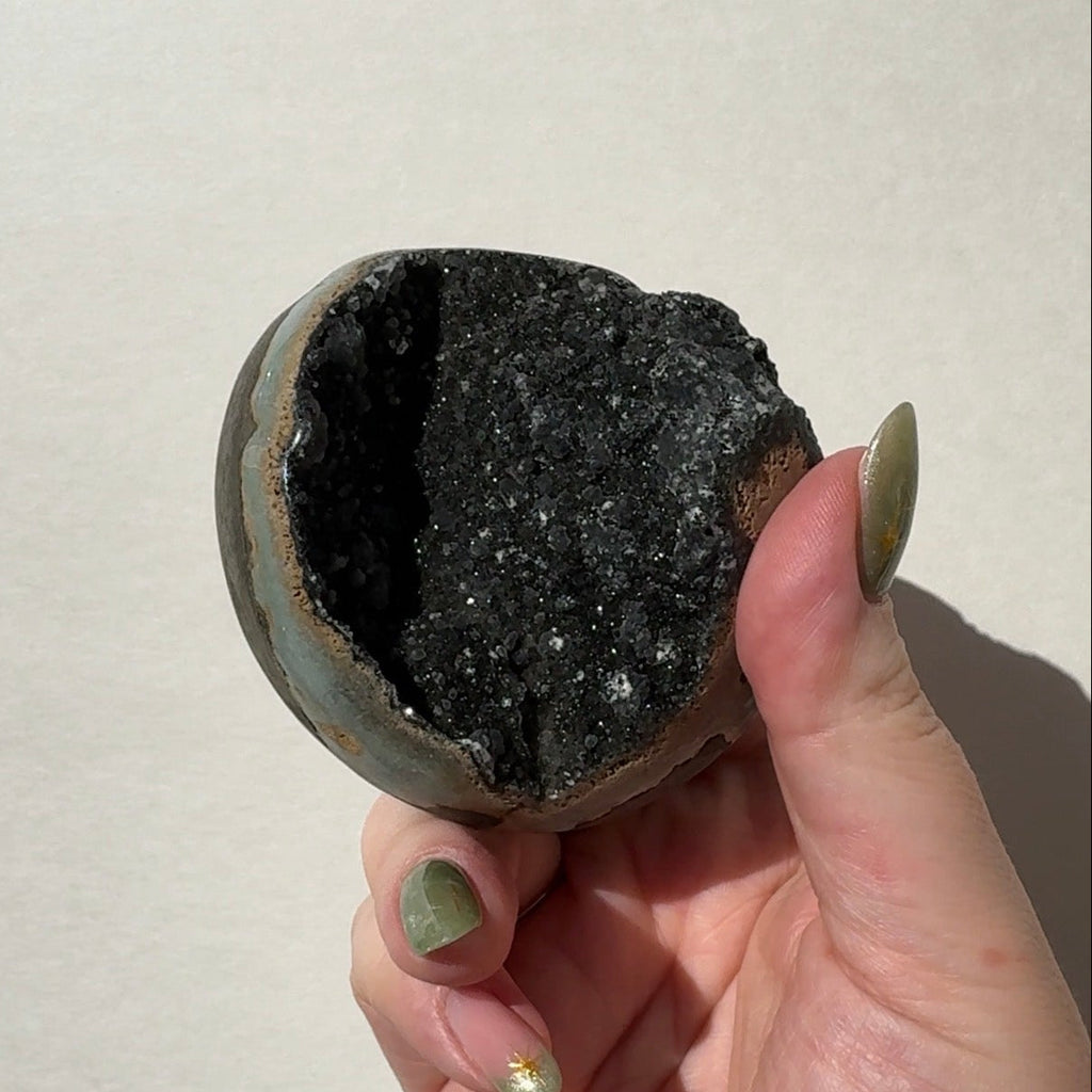 Black Amethyst Half Sphere Cutbase