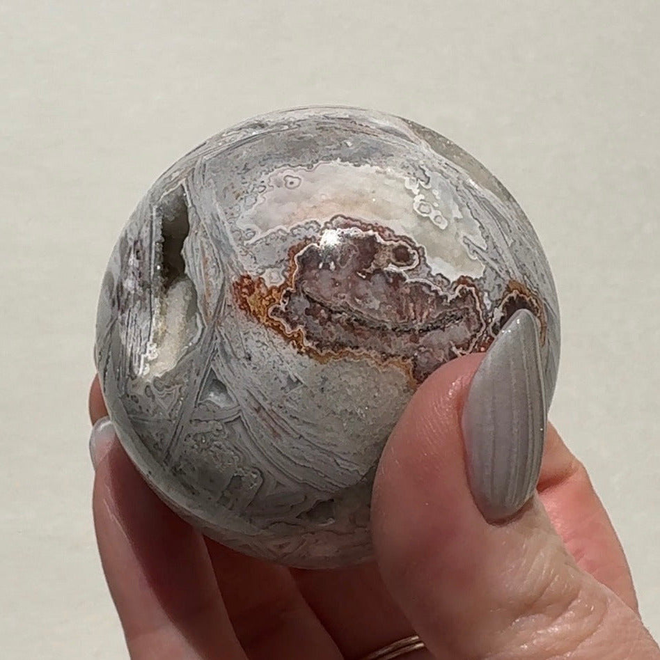White Crazy Lace Agate Sphere