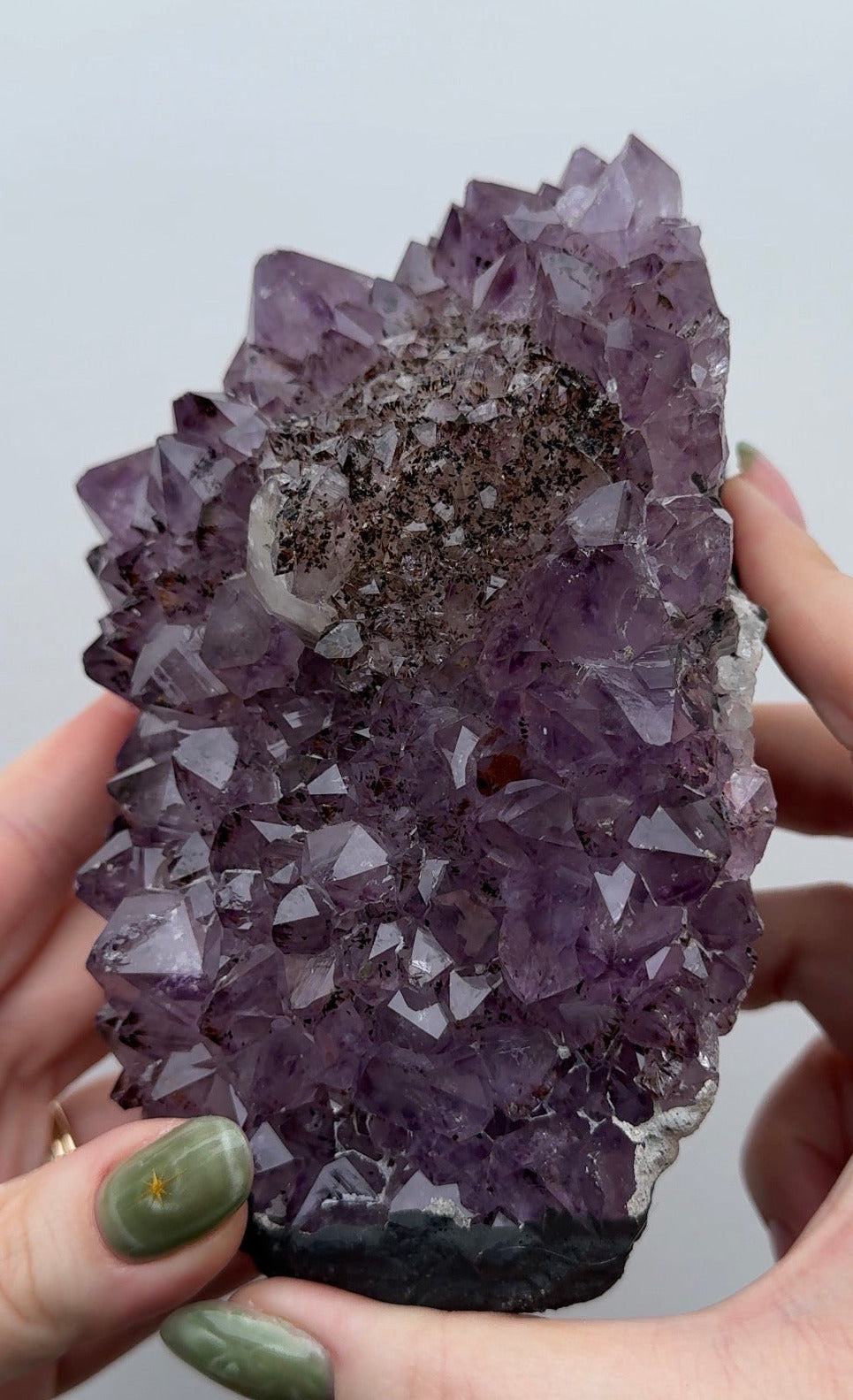 Purple Amethyst Cutbase with Calcite