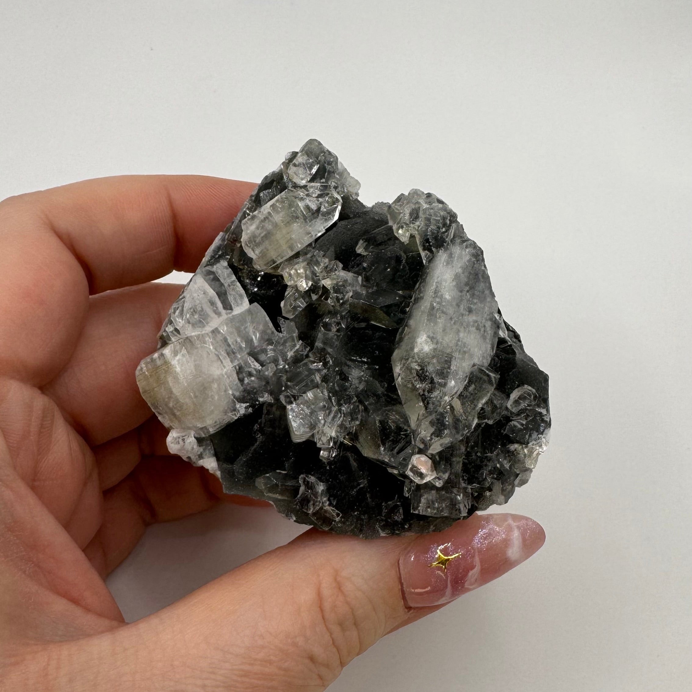 Black Chalcedony with Apophyllite