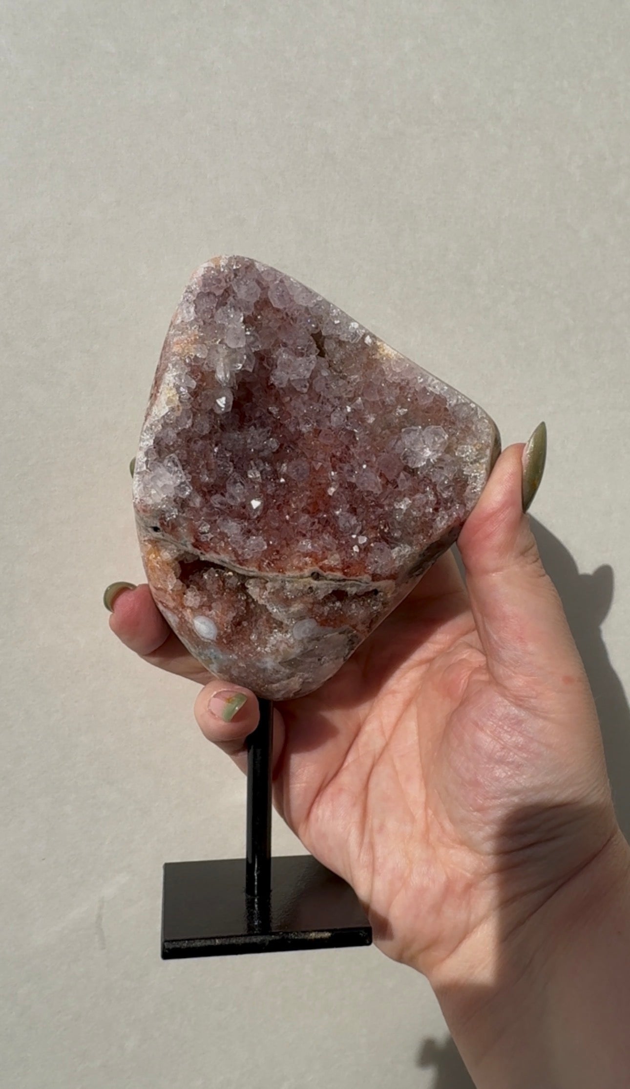 Pink Amethyst on stand