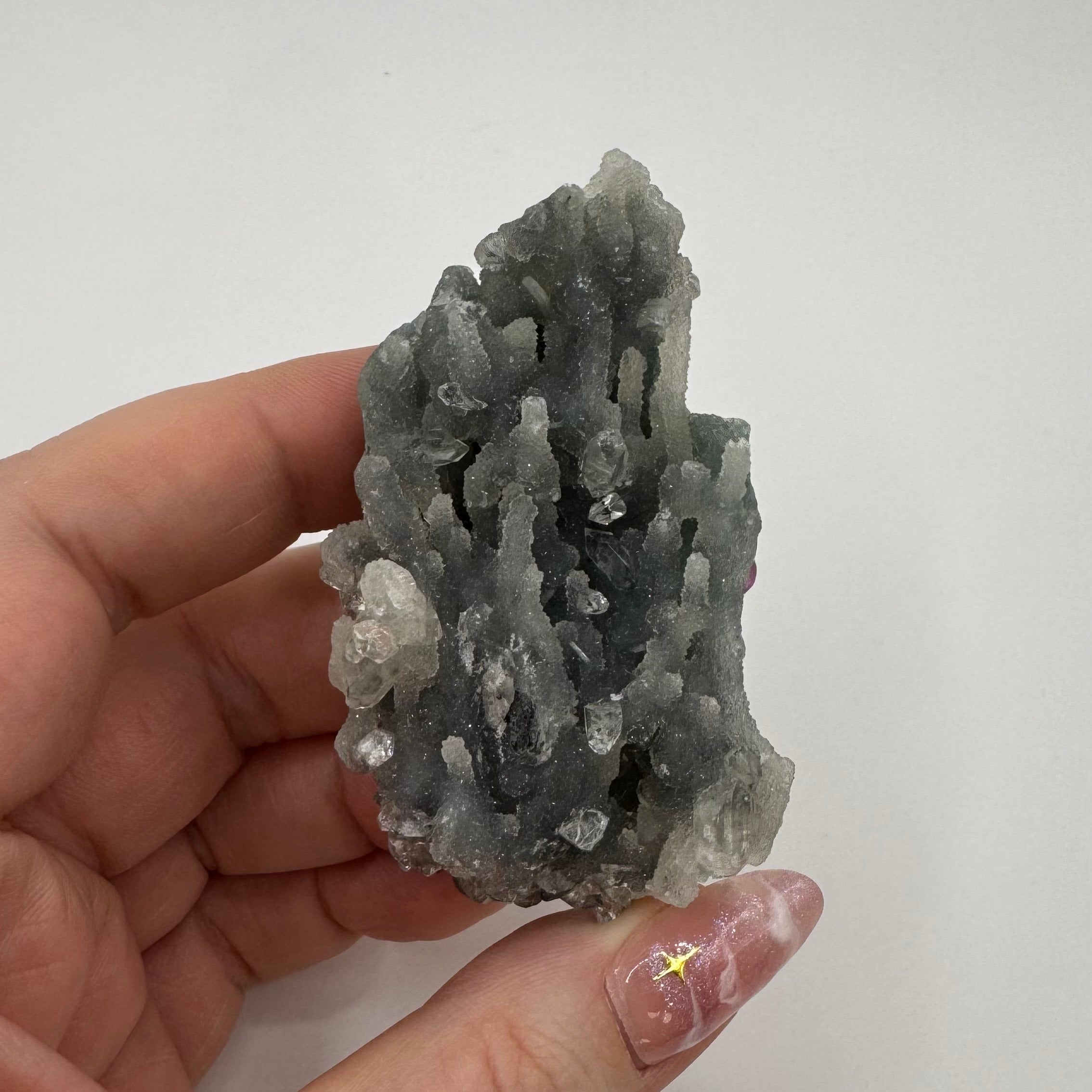 Black Chalcedony with Apophyllite