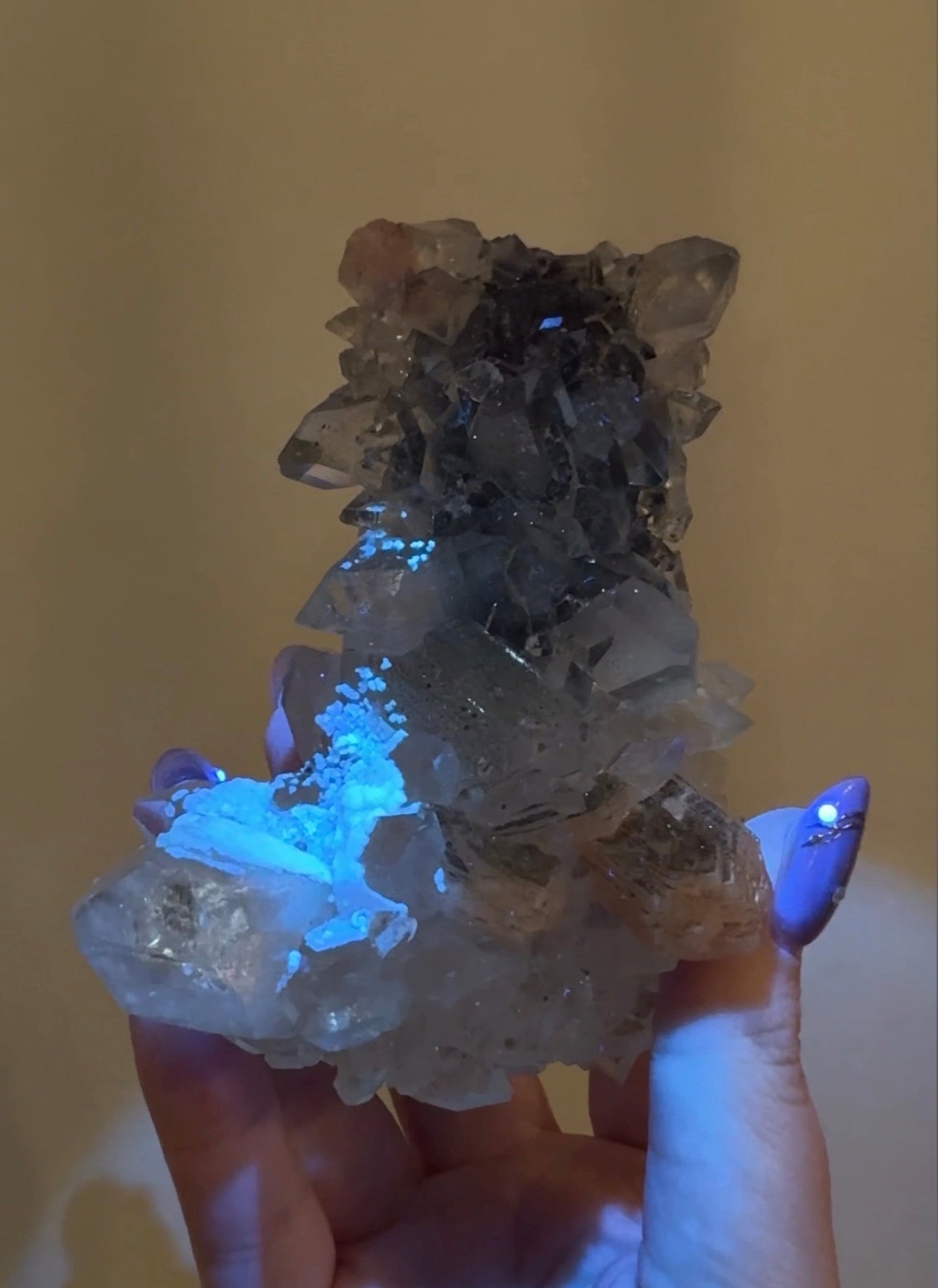 Diamond/Pink Apophyllite on Black Chalcedony with sugar | BDE