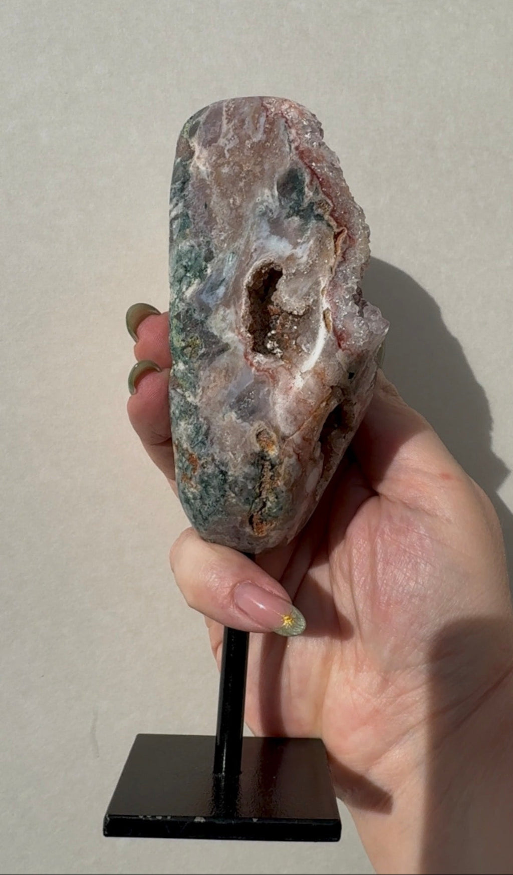 Pink Amethyst on stand