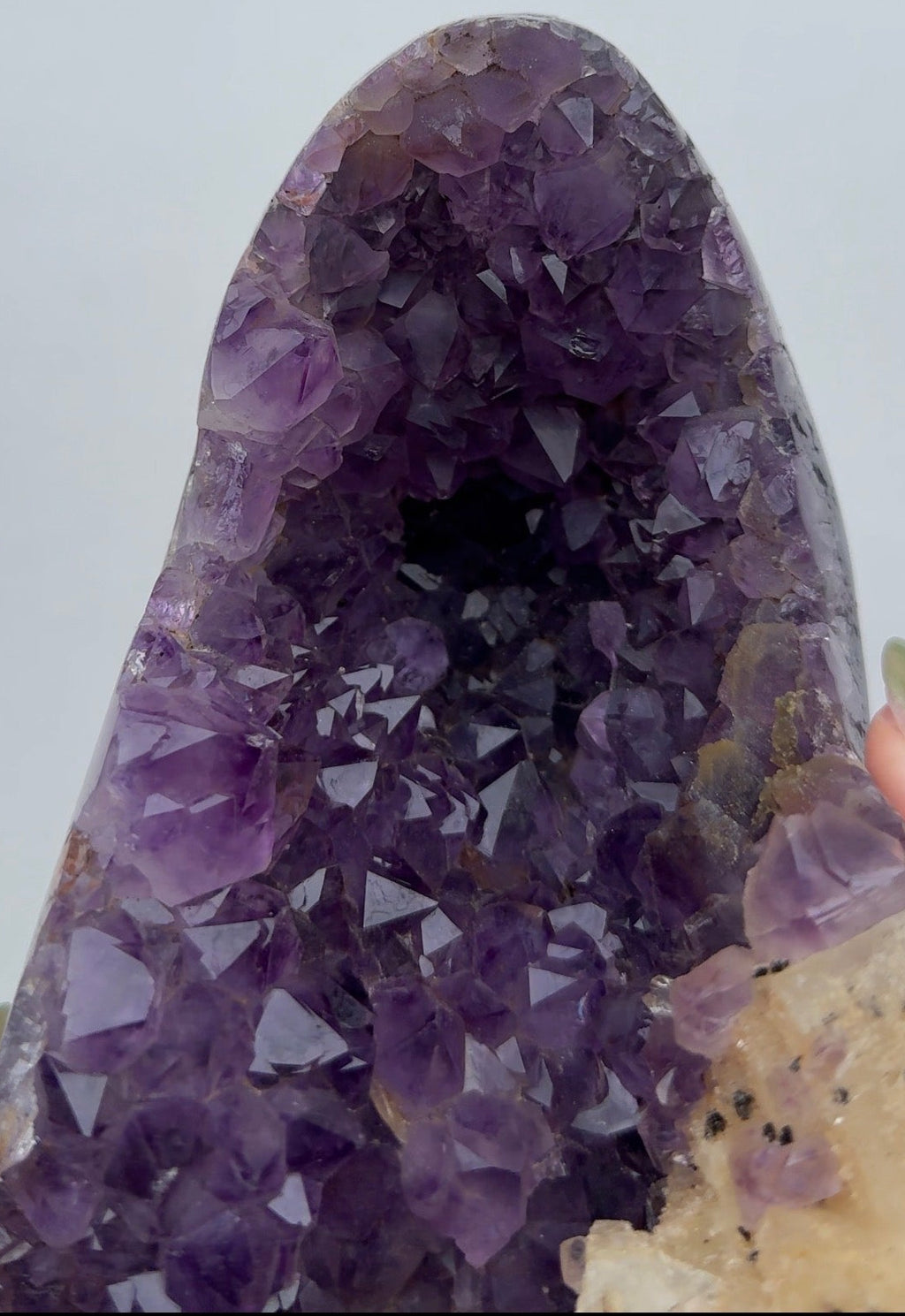 XL Purple Amethyst on stand with Calcite