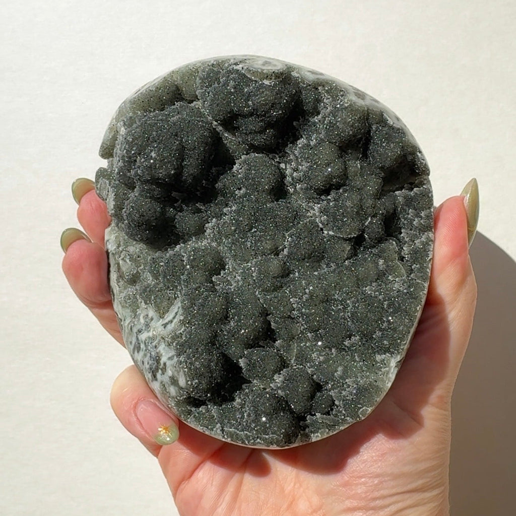 Black/Green Amethyst Half Sphere Cutbase