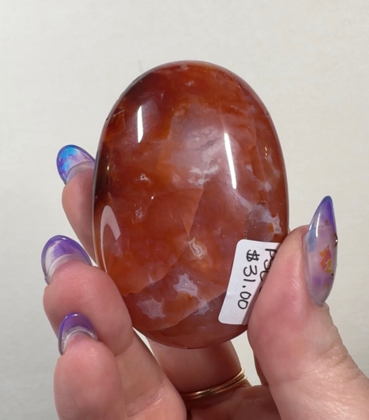 Pink Carnelian Palmstone | PSC6