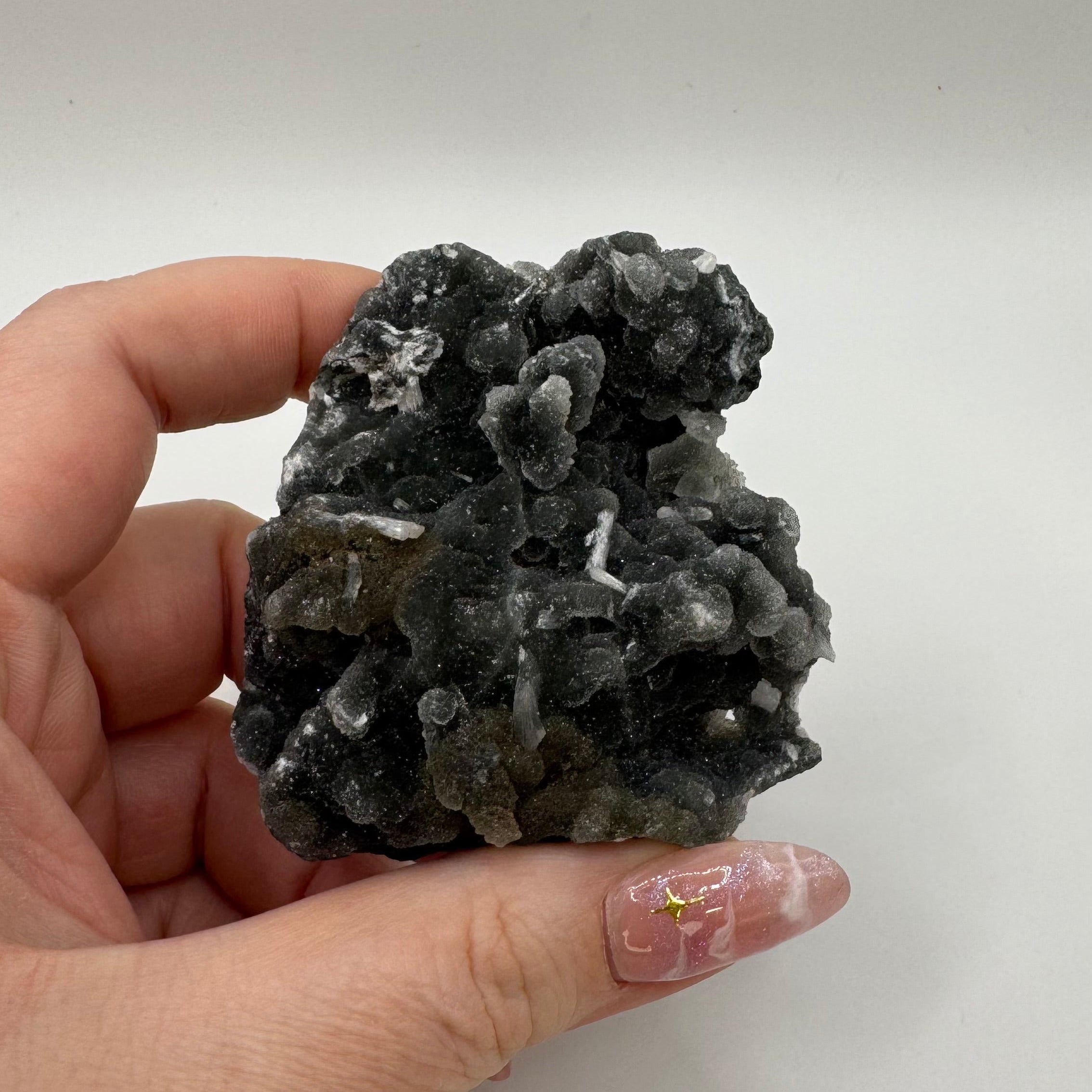 Black Chalcedony with Apophyllite