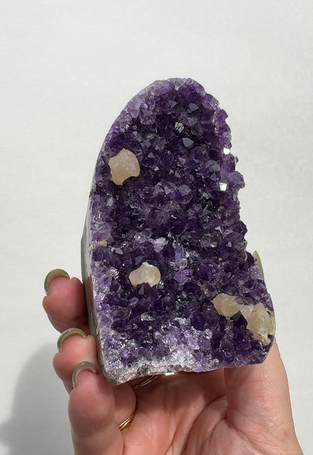 Uruguay Purple Amethyst Cutbase with Calcite