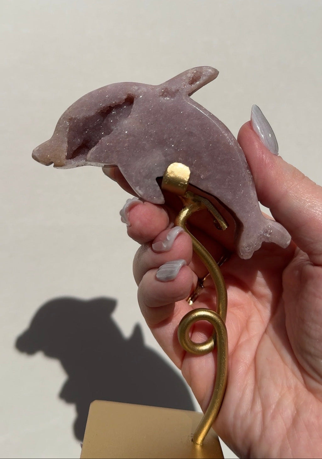 Druzy Pink Amethyst Dolphin