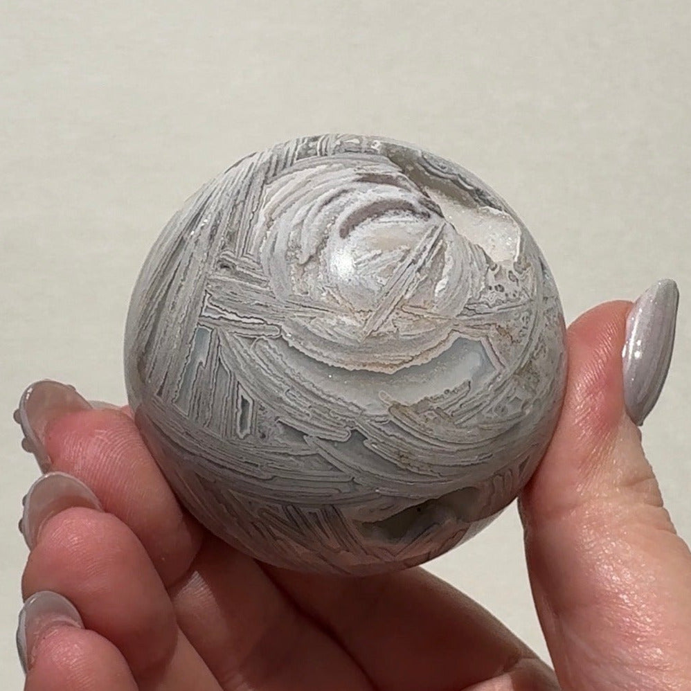 White Crazy Lace Agate Sphere