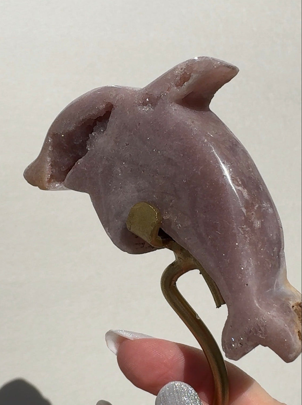 Druzy Pink Amethyst Dolphin