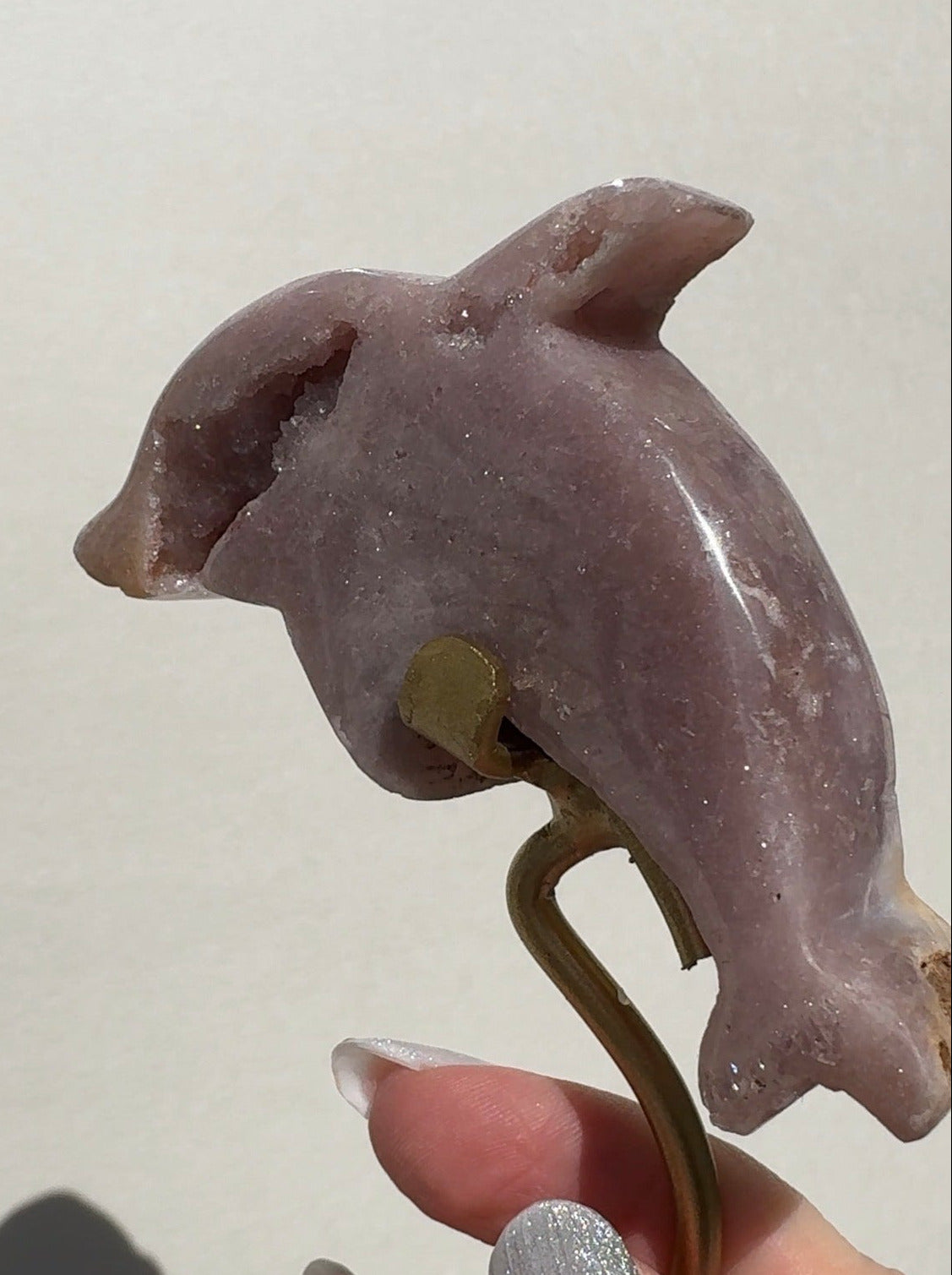 Druzy Pink Amethyst Dolphin
