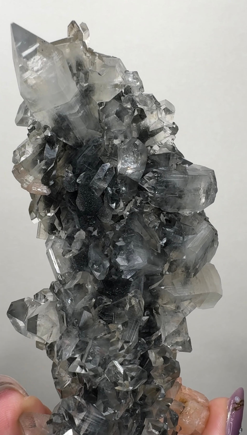 Diamond/Pink Apophyllite on Black Chalcedony | BDG
