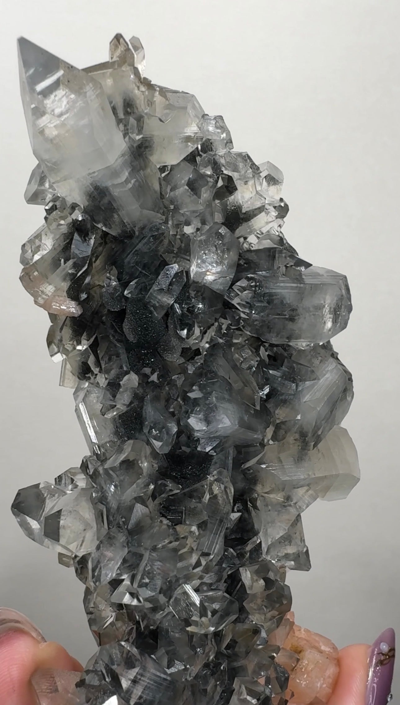 Diamond/Pink Apophyllite on Black Chalcedony | BDG