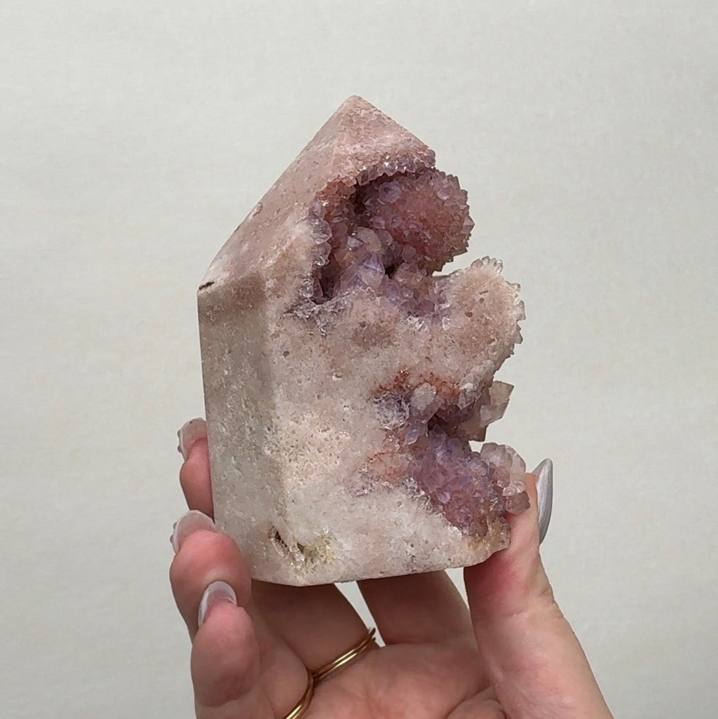 High Quality Druzy Pink Amethyst Tower