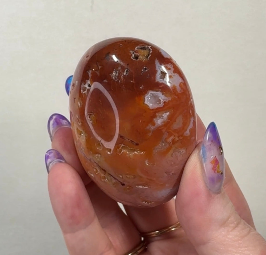 Pink Carnelian Palmstone | PSC3