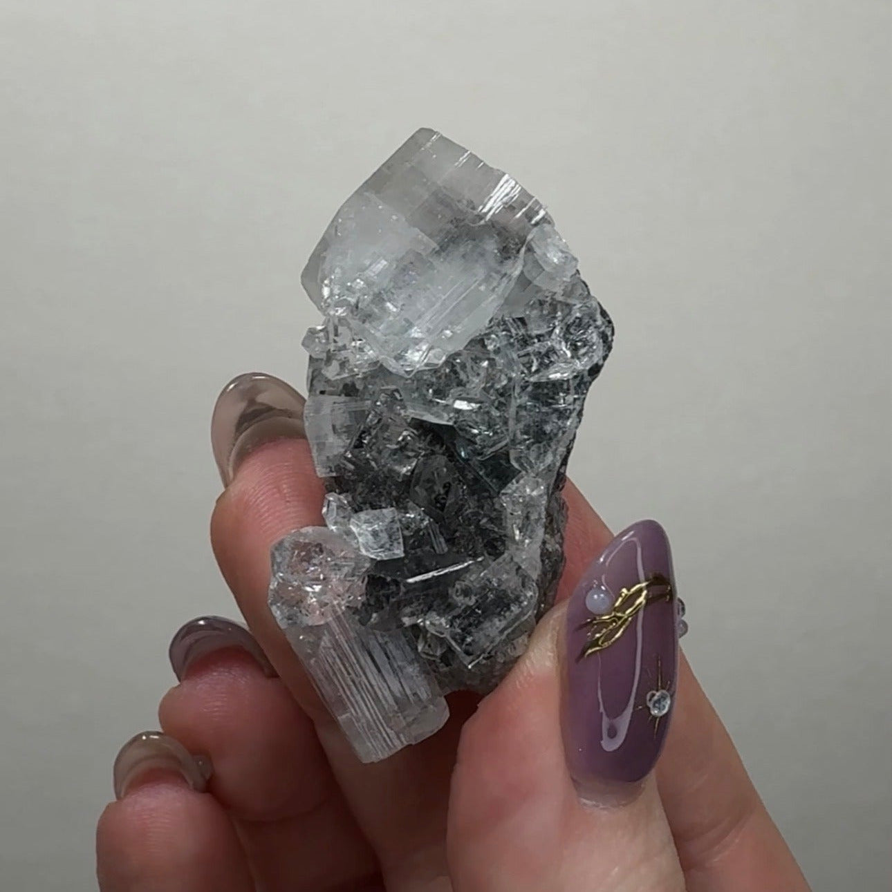 Diamond Apophyllite on Black Chalcedony