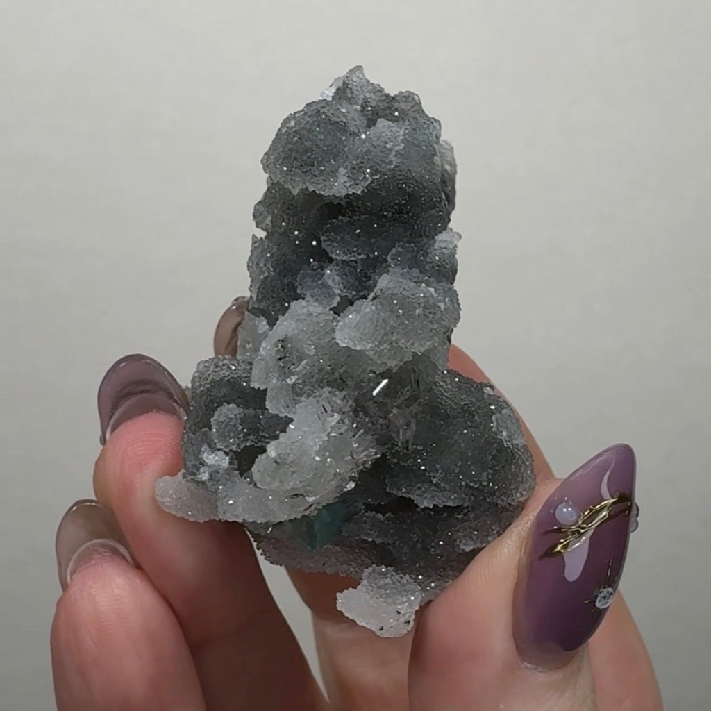 Black Chalcedony with Green Apophyllite