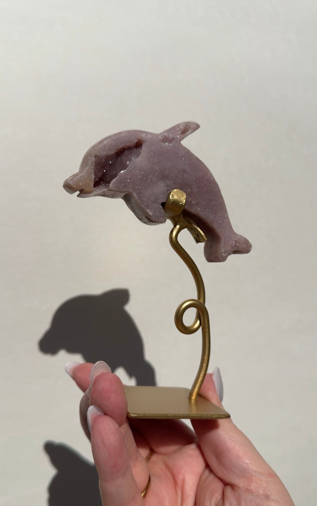 Druzy Pink Amethyst Dolphin