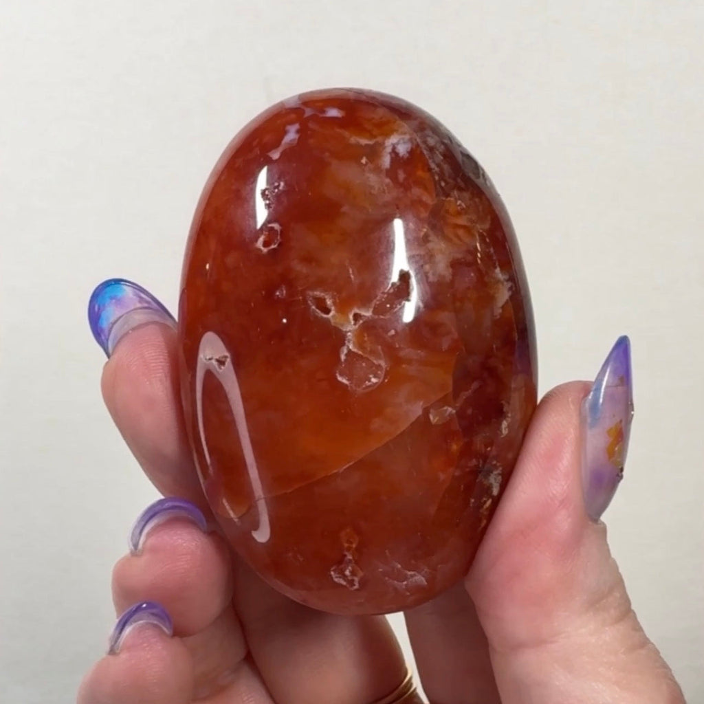 Pink Carnelian Palmstone | PSC6