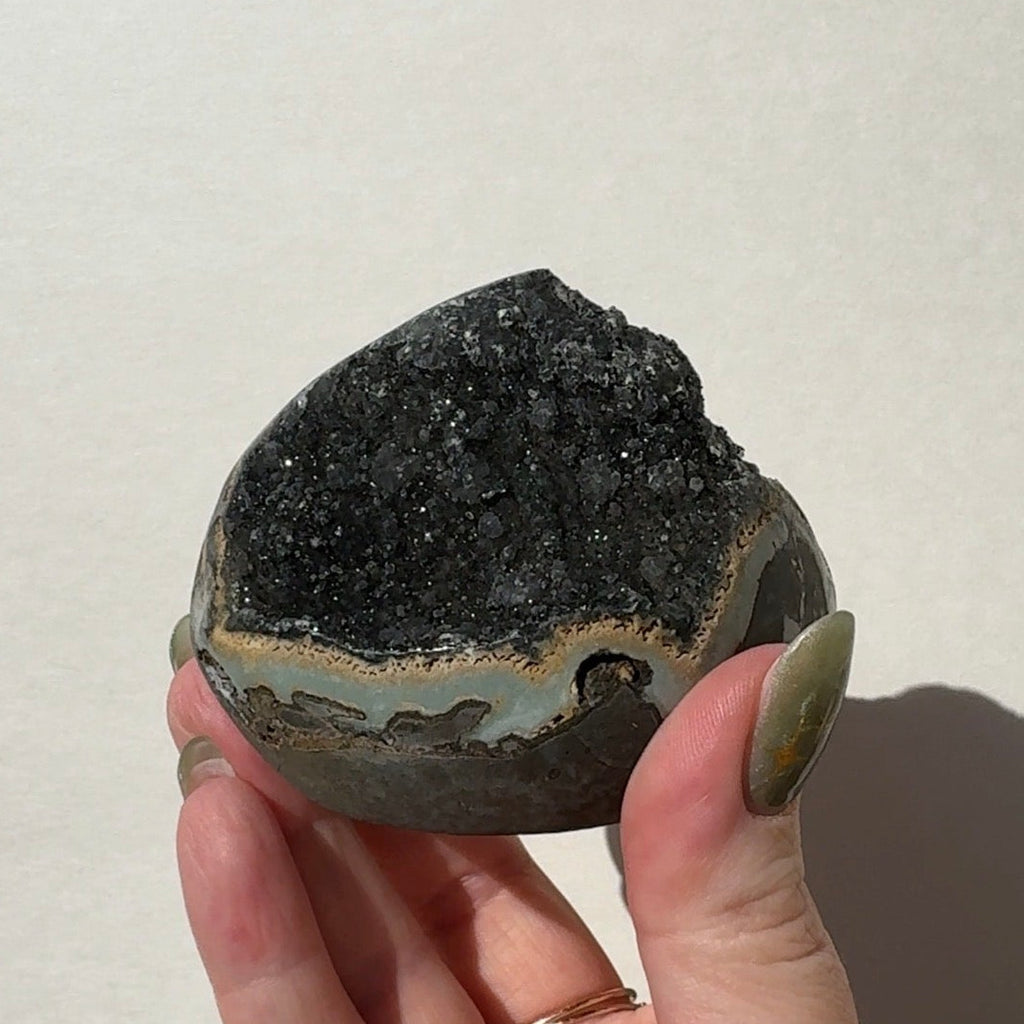 Black Amethyst Half Sphere Cutbase