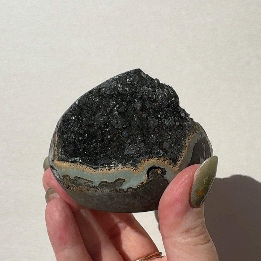 Black Amethyst Half Sphere Cutbase