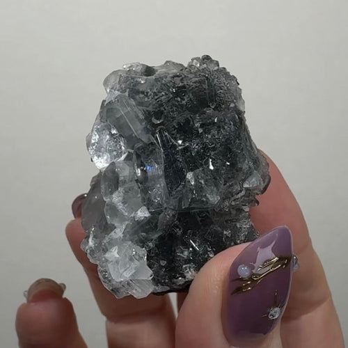 Diamond Apophyllite on Black Chalcedony