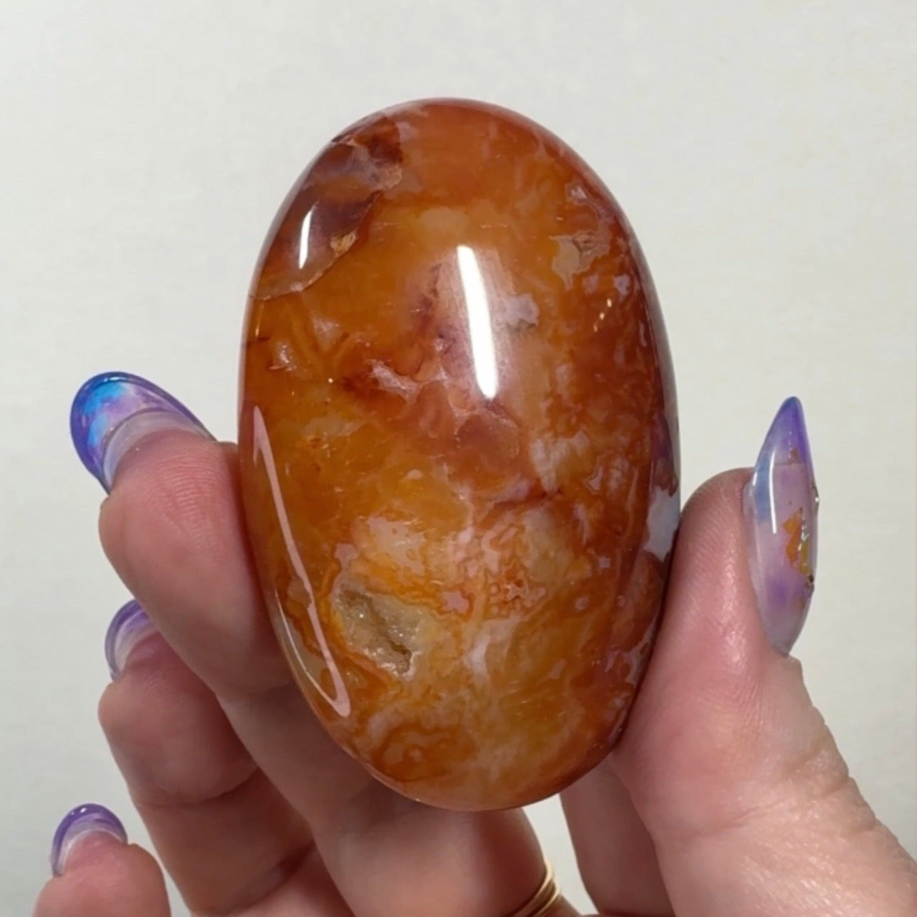 Pink Carnelian Palmstone | PSC2