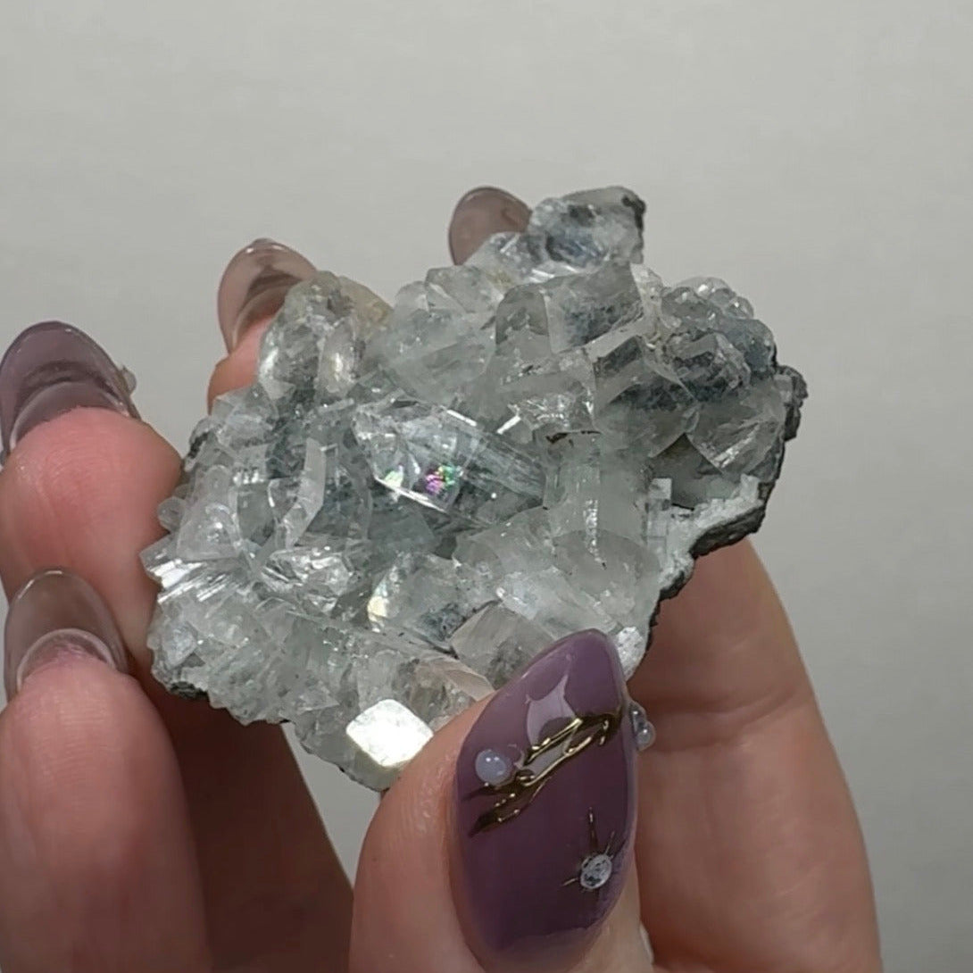 Diamond Apophyllite on Black Chalcedony | A6