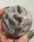 Druzy Pink Amethyst Sphere with Green Jasper