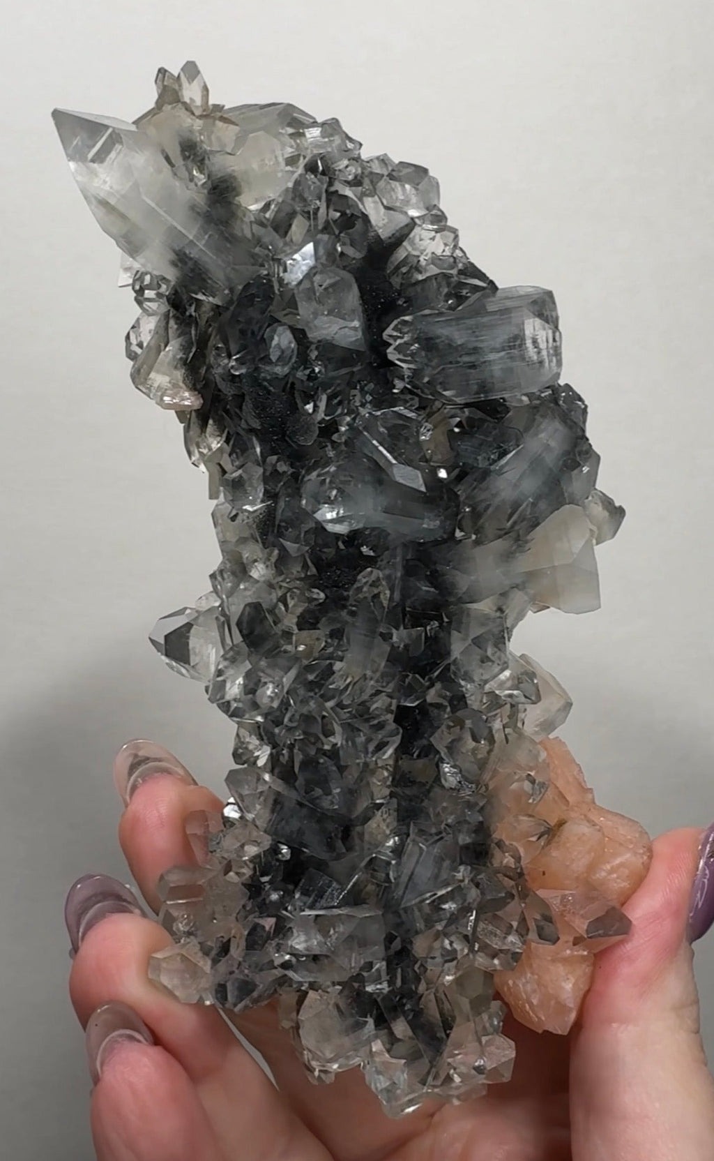 Diamond/Pink Apophyllite on Black Chalcedony | BDG