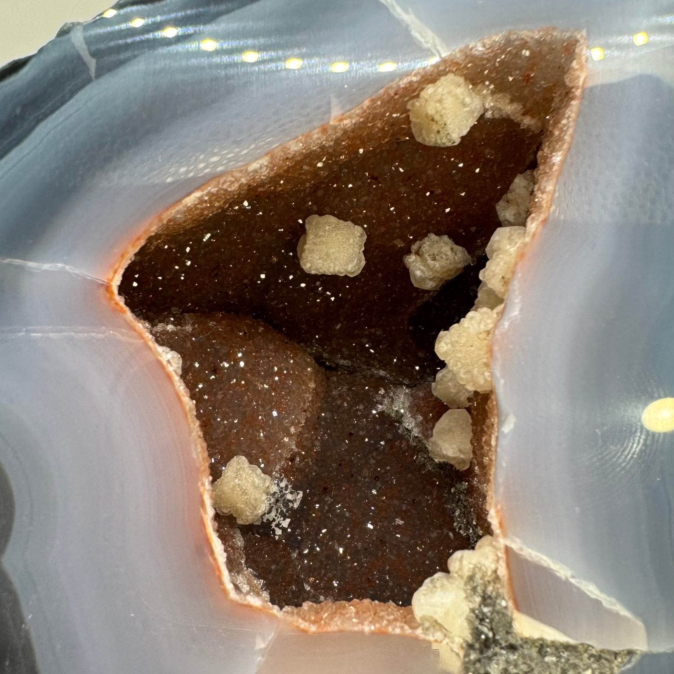 Druzy Agate Cutbase with Calcite
