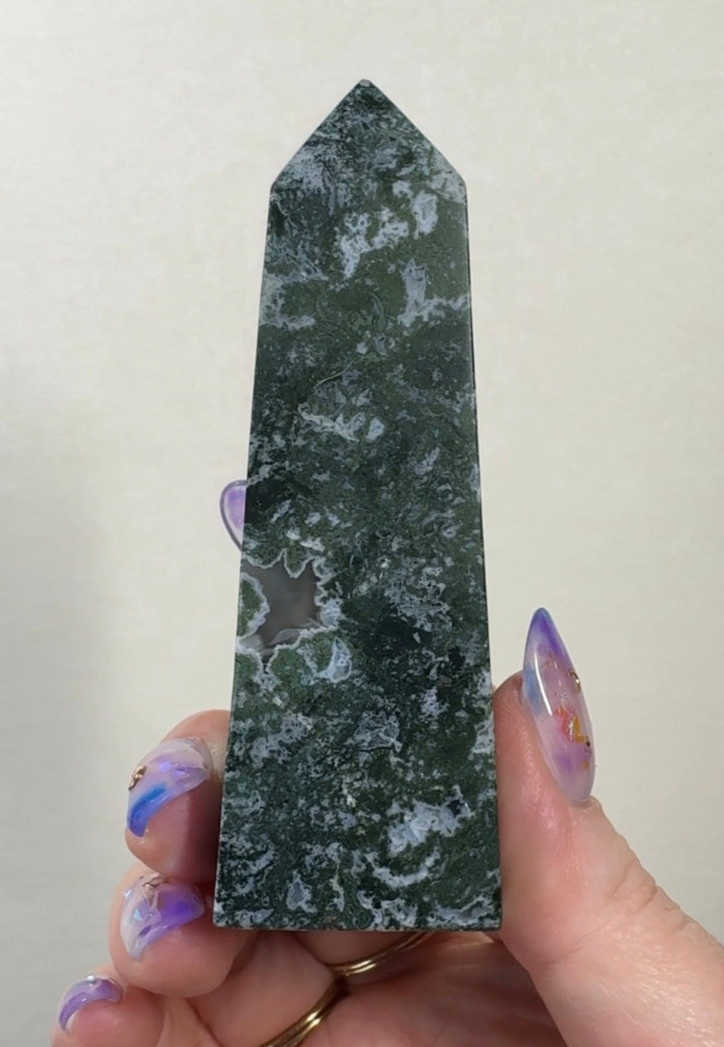 Moss Agate Tower with Pyrite inclusions | SM3