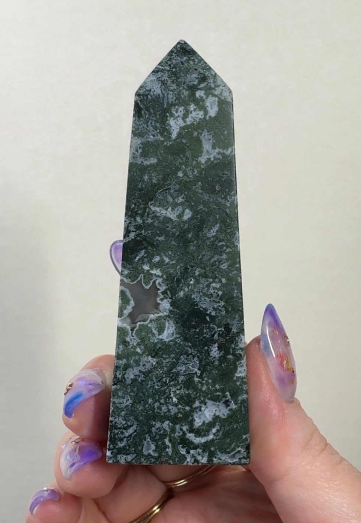 Moss Agate Tower with Pyrite inclusions | SM3
