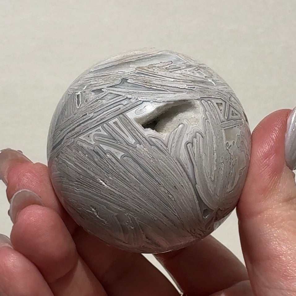 White Crazy Lace Agate Sphere