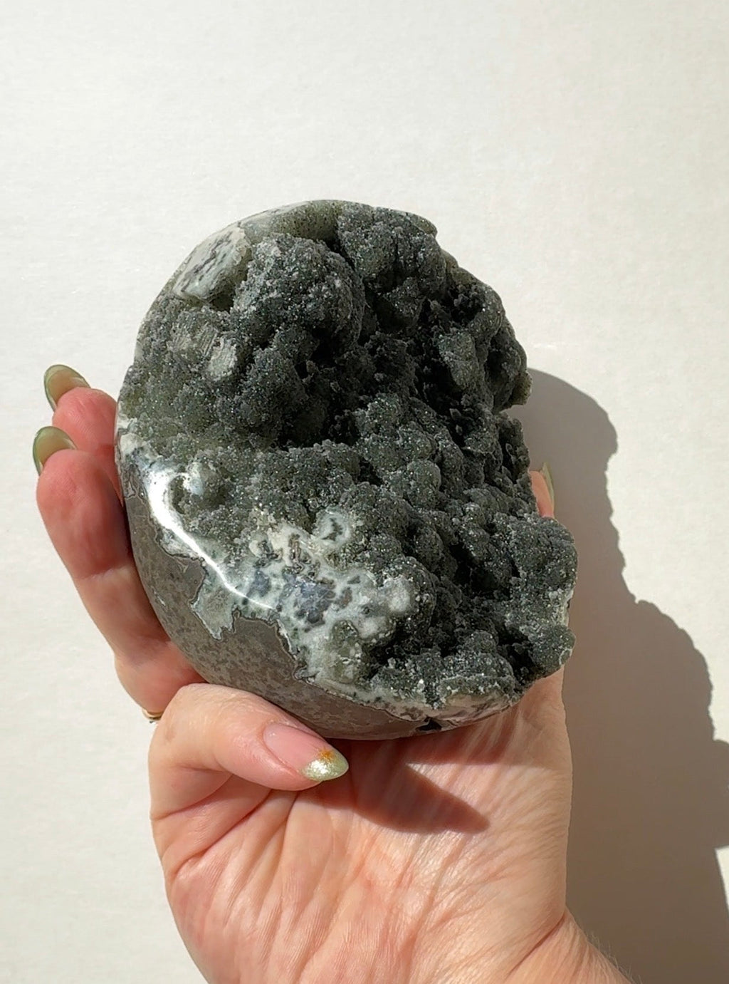 Black/Green Amethyst Half Sphere Cutbase