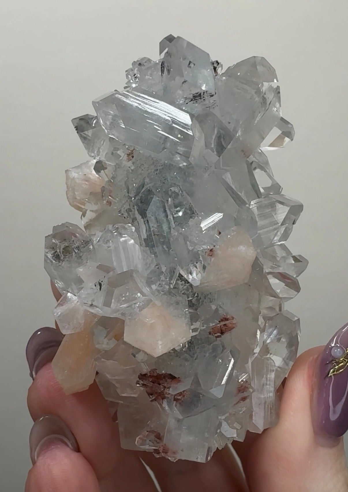 Diamond/Pink Apophyllite on Chalcedony with Red Heulandite | BDN