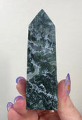 Moss Agate Tower with Pyrite inclusions | SM7