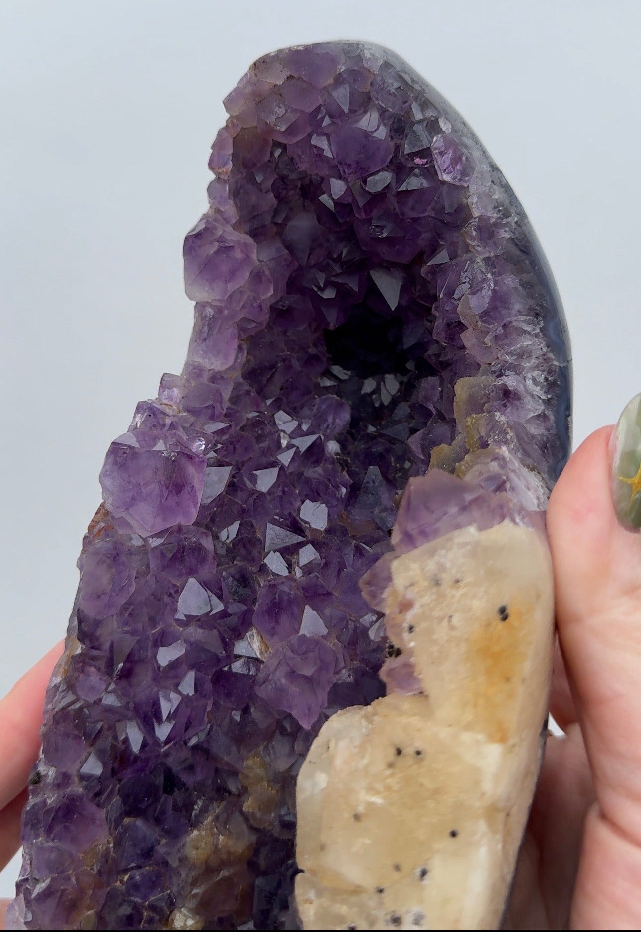 XL Purple Amethyst on stand with Calcite