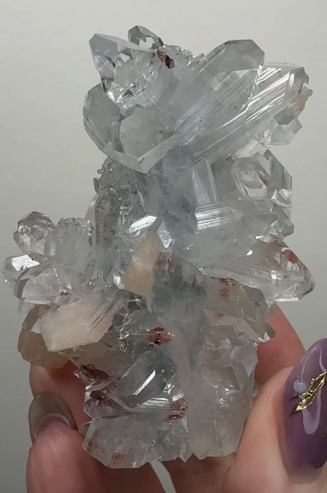 Diamond/Pink Apophyllite on Chalcedony with Red Heulandite | BDN