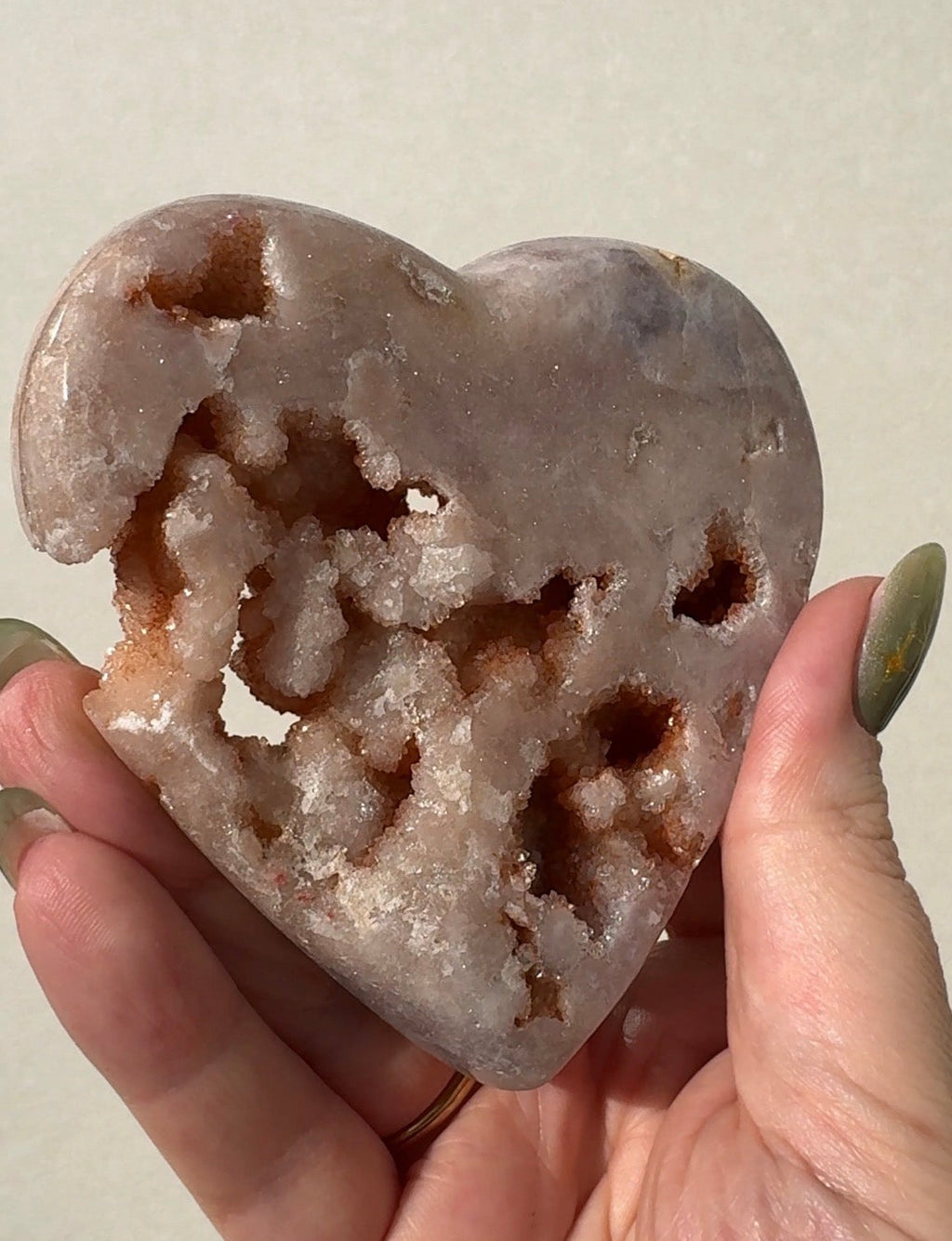 Druzy Pink Heart Amethyst